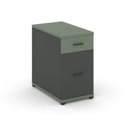 Тумба опорная/приставная с ящиком и распашным фасадом CОНCЕПТ CН.ТГО-005 Б/В Кобо Антрацит / CONCEPT CN.TGO-005 B/W