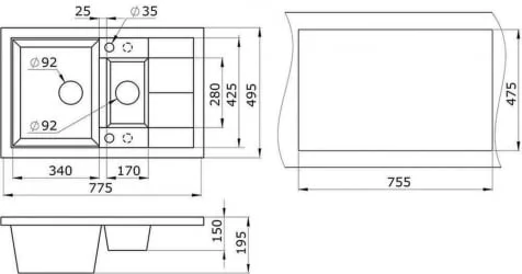 Кухонная мойка ГРАНУЛА 7802 Базальт / GRANULA