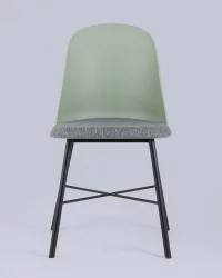Стул пластиковый Шелл с мягким сиденьем Серо-зеленый / Shell