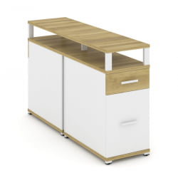 Тумба двухсторонняя опорная приставная с ящиком, распашным фасадом и надставкой CОНCЕПТ CН.ДТГО-006 Б/В Дуб Винченцо Белый бриллиант Белый / CONCEPT CN.DTGO-006 B/W