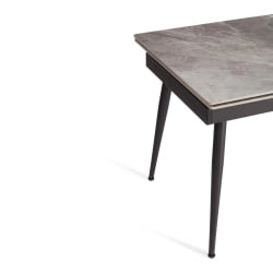 Раздвижной стол Лорд Грей/Лорд Грей столешница керамика (глянцевая) / опоры металл, серый/черный, (120+30+30)кс80кс75 см / Lord Grey/Лорд (120+30+30)x80x75