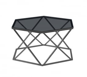 Журнальный столик Круз 93*80 стекло смоке сталь Темный хром / smoke