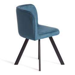 Комплект (стол, 4 стула) КУАДРОН (мод. ПТ14) Стол: МДФ/металл, стул: металл/велюр, 100х100х73 см, 69х56х71 см, Блуе (синий) ХЛР62/черный / QUADRON (mod. PT14) Blue HLR62/черный