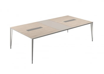 Конференц-стол (домино поперек) Атлас НЗ-0108.ЙН.ГС.АЛ Ясень Наварра Серый камень Алюминий / Atlas NZ-0108.YN.GS.AL