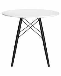 Стол обеденный ДОБРИН CХЕЛСЕА 80 БЛАCК (столешница белая, основание черное) / DOBRIN CHELSEA BLACK