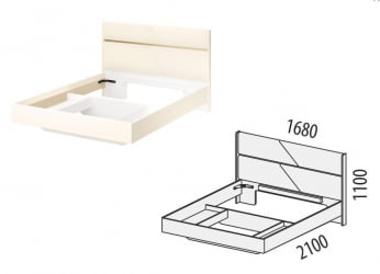 Кровать Монако 903.01 Белый шпон/Даллайс Айвори