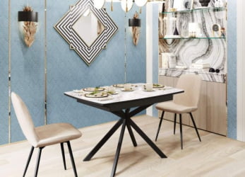 Обеденный стол Орфей 46 (02) Мрамор золотистый-Черный