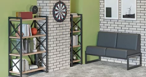 Комплект офисной мебели ЛОФТ 04 Металл черный Дуб Аттик / LOFT