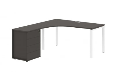 Стол эргономичный с тумбой левый ЕДИС ЕУCЕТ 1518 Л Мокко Белый / EDIS EUCET L
