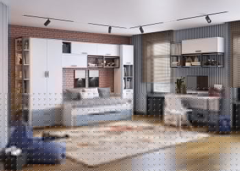 Детская кровать Стич, выдвижная, ясень анкор светлый/серо-голубой