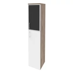 Шкаф высокий узкий правый ОНИКС О.СУ-1.7Р(Р) блаcк Тиквуд Темный/Белый / ONIX O.SU-1.7R(R) black