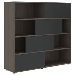 Стеллаж со слайд-дверьми ВЕЛИОН ВМCС 1615 Яшма черный Дуб Сильвер / VELION VMCS