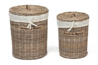 Корзина Сеcрет Де Маисон Летти (набор из 2 штук) натуральный ротанг, Д48*58/Д38*49 см, Натуральный Кубу / Натурал Кубу / Secret De Maison Letti D48*58/D38*49 Natural Kubu