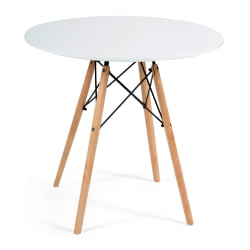 Стол CИНДЙ НЕКСТ (мод. 70-80 МДФ) металл/мдф/бук, Д70х75см, белый/натуральный / CINDY NEXT (mod. MDF) D70х75см,