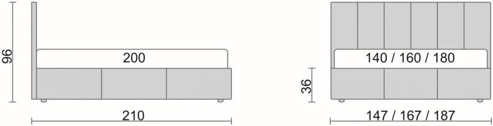 Кровать с мягким изголовьем Бежевый