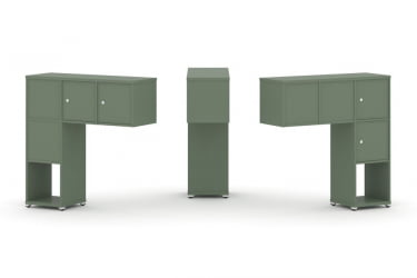 Надставка на стол низкая двухсторонняя + задняя стенка (4 шт.) + распашной фасад (4 шт.) CОНCЕПТ CН.ДНН-002 Кобо Белый металл / CONCEPT CN.DNN-002