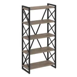 Стеллаж на регулируемых опорах - 5 полок ЛОФТ ВР.Л-МСТ.О-5.8 Металл черный Тиквуд темный / LOFT VR.L-MST.O-5.8