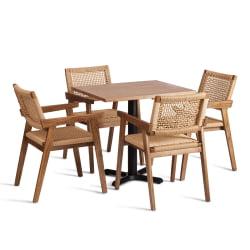 Стол ВАЛХАЛЛА дерево вяз/железная опора, 80х65х76 см, груша №3/черная опора / VALHALLA