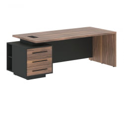 Стол руководителя левый ВЕЛИОН ВЕНЕЕР ВРCТ 2290 Л Американский орех Яшма черная / VELION VENEER VRCT L