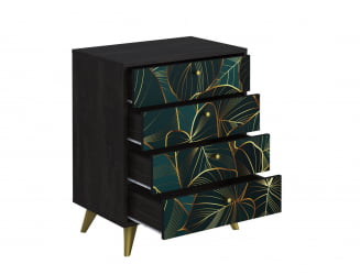 Комод Фьюжн КМ-001 АРТ Угольный камень/ТРОПИCАЛ / камень/TROPICAL