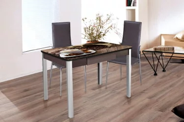 Стол нераздвижной с ящиком 1,0 Триумф, СТЕКЛО, опоры полуовал ХРОМ, Венге/Р012_78983 / Венге/R012_78983