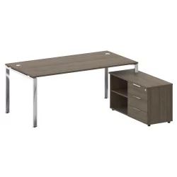 Стол рабочий руководителя с опорной тумбой левый МЕТАЛ СЙСТЕМ ДИРЕCТ БГ.СРТ-5.9 Пр Вяз Благородный / METAL SYSTEM DIRECT