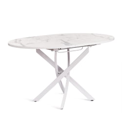 Раздвижной стол МАНЗАНА ЛДСП/ХПЛ/металл, 100 х 100+30 х 75 см, Мрамор светлый/белый / MANZANA ЛДСП/HPL/металл,