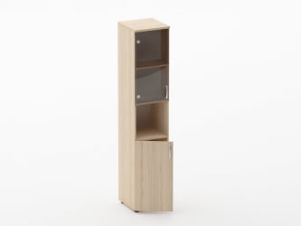 Шкаф высокий со стеклом и нишей Глассй 6.19.14Л Венге / Glassy