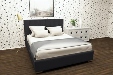Кровать 140 на 200 Терра с ортопедическим основанием Цвет фасада: Темно серый; Материал фасада: Металл/Велюр; Спальное место: 1400х2000 мм