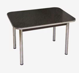 Прямоугольный стол обеденный Былина Черные цветы матовые/Хром