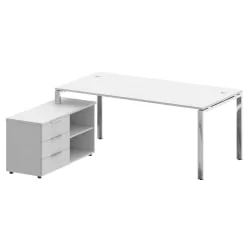Стол рабочий руководителя с опорной тумбой левый МЕТАЛ СЙСТЕМ ДИРЕCТ БГ.СРТ-5.9 Л Белый / METAL SYSTEM DIRECT