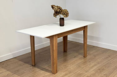 Стол обеденный раздвижной Цезарь белое дерево/дуб крафт золотой