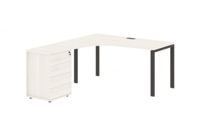 Стол эргономичный с тумбой левый ЕДИС ЕУCЕТ 1518 Л Ясень Траун Мокко / EDIS EUCET L