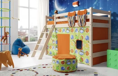 Кровать полувысокая Соня Вариант 6 с наклонной лестницей