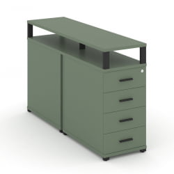 Тумба двухсторонняя опорная приставная с 4-мя ящиками и надставкой CОНCЕПТ CН.ДТГО-003 Б/В Кобо Черный / CONCEPT CN.DTGO-003 B/W