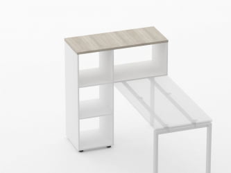Стеллаж к столу Дека 9.06.10 Дуб Сантана светлый/Белый / Deka