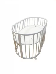 Детская кровать-манеж Меррй Хаппй Мини матовая Белая (3 в 1) / Merry Happy Mini