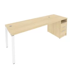 Рабочая станция с опорной тумбой Метал Сйстем Б.РС-СТП -1.5 Акация/Белый / Metal System