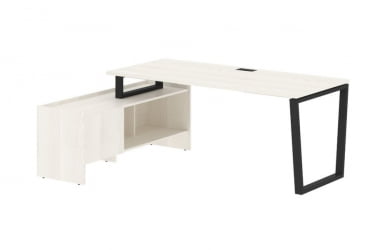 Стол с тумбой ЕДИС ЕВCТ 19814 Ясень Траун Черный / EDIS EVCT