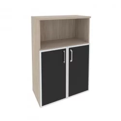 Шкаф средний широкий ОНИКС О.СТ-2.2Р блаcк Дуб Аттик / ONIX O.ST-2.2R black