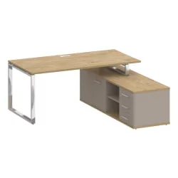 Стол руководителя с опорной греденцией, правый СХИФТ СК.СРГ-180 (Р) Тиквуд Светлый/Капучино / SHIFT SK.SRG-180 (R)