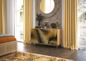 Комод Фьюжн КМ-003 дуб крафт золотой/ВИНИЛ / золотой/VINIL