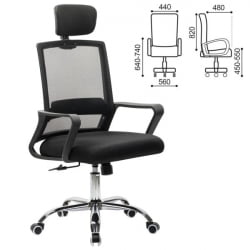 Кресло CРОМЕКС (КРОМЕКС) Дебут CХ-697 ХРОМ сетка/ткань ТВ черное / CROMEX Debut CH-697 TW