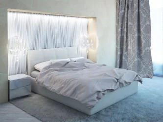 Кровать с мягким изголовьем Бежевый_68193