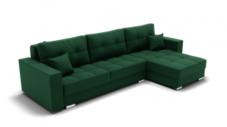 Диван Талисман-3 угол левый/правый (ЗР) Цвет фасада: Зеленый; Тип: Левый/правый; Материал фасада: Металл/Велюр