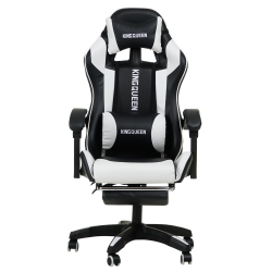 Кресло 1206 КИНГКУЕЕН цвет черный/белый с массажем 1206-блаcк-вхите-масс / KINGQUEEN 1206-black-white-mass
