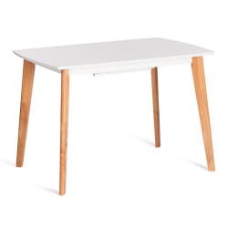 Стол обеденный раскладной Cлаире столешница МДФ, опоры дерево гевея, белый / натуральное дерево, 110+30 кс 75 кс 75см / Claire x x