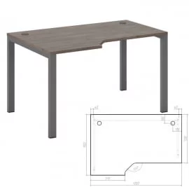Стол эргономичный левый на металлоопорах Нев Лине НЛН36322434 Дуб шамони темный / New Line NLN36322434