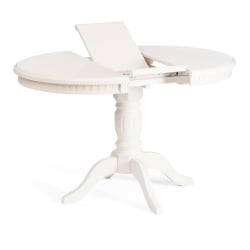 Стол СТЕФАНО круглый бук, мдф, Д90+30кс77см, Иворй вхите / STEFANO D90+30x77см, Ivory white