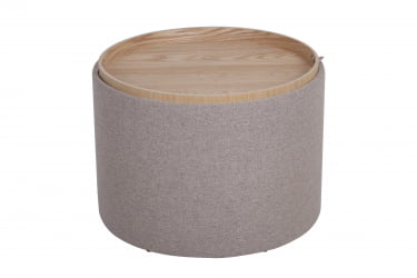 Пуф-столик с ящиком Хюгге Л рогожка Бежевый / L